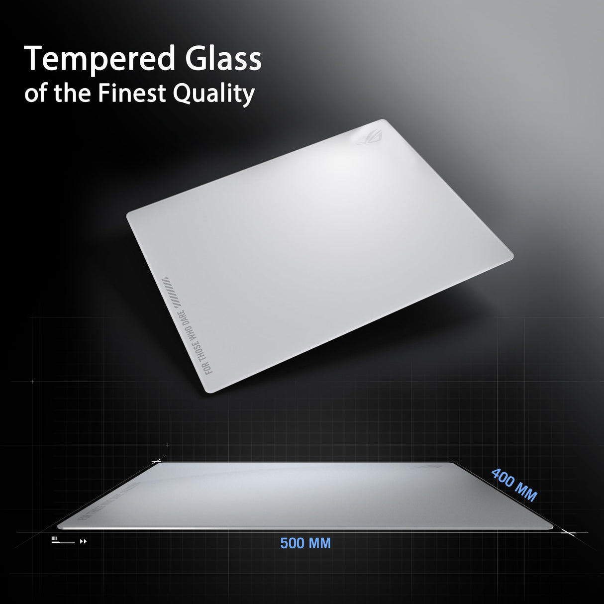 ASUS, ROG Moonstone Ace L, Alfombrilla de ratón de Cristal para Juegos, Superficie ultrasuave, diseño con reducción de Ruido, Vidrio Templado 9H, resiste Impactos y arañazos, Base de Silicona
