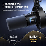 MAONO Micrófono PD300X para Podcast, Micro Profesional XLR/USB, Hi-FI 192 kHz/24 bits, reducción de Ruido, Software Link, para podcasting y grabaciones de Voz en Estudio