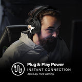 Meters M-Level-UP, Auriculares para Juegos, Sonido Envolvente 7.1, micrófono Desmontable, potentes Controladores de 50 mm, Control Remoto en línea, RGB Personalizado Brillante y VU único, Compatible