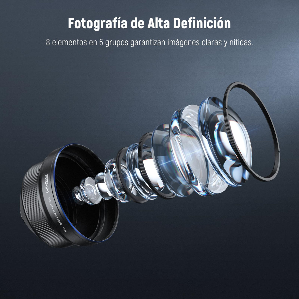 NEEWER HD 85mm Telefoto Lente Telefóno Solo para 17mm Rosca Placa Posterior,Aumento 2.5X Compatible con SmallRig Phone Cage NEEWER Carasca para iPhone Samsung con Adaptador 17mm Lente y Parasol,LS-59