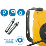 Electraline 100236 Enrollacables eléctrico automático a Resorte con alargador (10 m, 250 V), Amarillo, 8 M