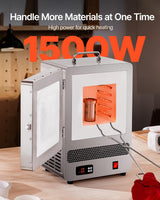 VEVOR Horno Fundidor de Sobremesa, 1500 W Horno Potente Eléctrico de Acero Inoxidable Temperatura Máxima de 1200 ℃ de Fundir Oro para Fundición en Cera, Bricolaje con Arcilla, Templado de Metales