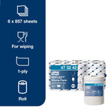 Tork 473242 Papel de secado Reflex/Advanced / 1 capa/Paños de limpieza compatibles con el sistema M4 / 6 bobinas x 300 m de largo/color blanco