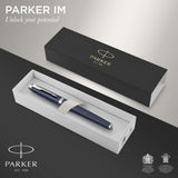 PARKER IM, pluma estilográfica azul mate, con plumín fino y recambio de tinta azul (1931647)
