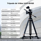 K&F CONCEPT 75"/ 191cm Trípode Video VA3+BV60, Trípode de Aleación de Aluminio Resistente con 360° Cabezal de Fluido, Compatible con Canon Nikon Sony y Otras, Carga hasta 22lb/10kg