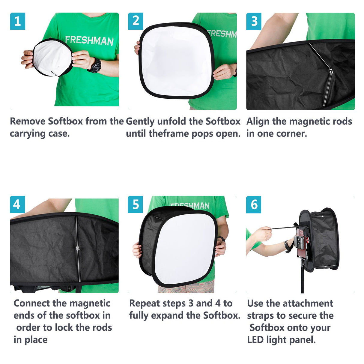 NEEWER Paquete de 2 Softbox de Panel de Luz LED para Luz de Video 660 480, Difusor de Luz Plegable Exterior 16.3"x6.5" Interior 9.8"x8.7" para Grabación de Video en Estudio Fotográfico