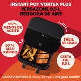 Freidora de aire Instant Pot Versazone Dual – Negra, gran capacidad (8,5 L), ideal para familias – Cesta doble con separador, 8 funciones en 1: deshidratar, grill, hornear, asar, recalentar