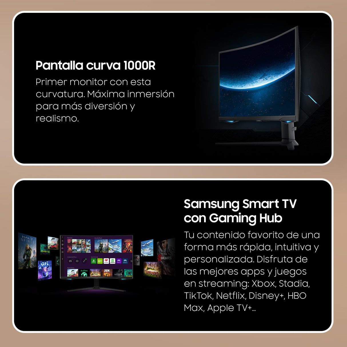 SAMSUNG LS32BG652EUXEN Monitor Odyssey G6 Curvo 32'' con resolución QHD y tasa de refresco de 240 Hz,1 ms, DisplayHDR 600,QHD (2560x1440) FreeSync Premium Pro