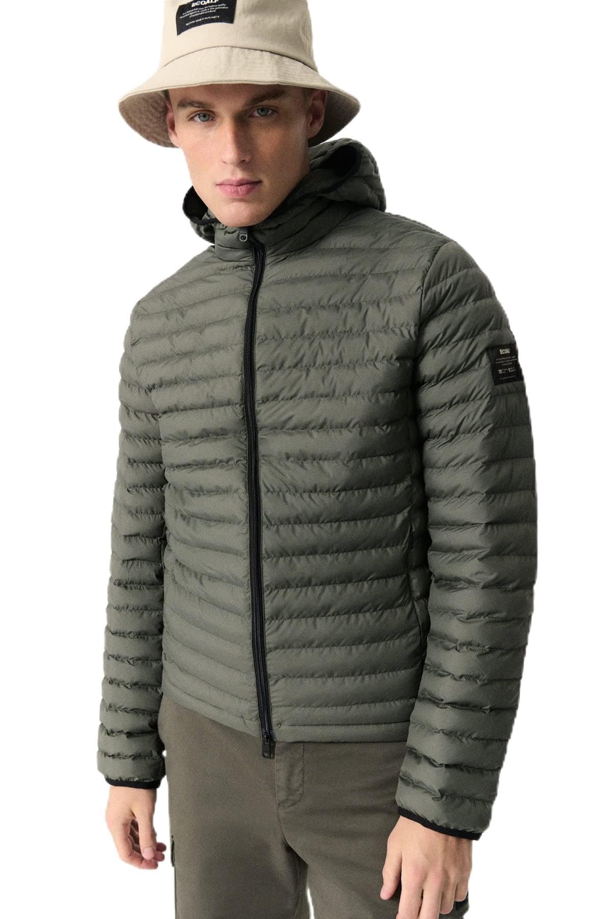 ECOALF - Cazadora Hombre Atlantantalf, de Poliéster Reciclado, Relleno de Fellex, Impermeable, Cómoda y Ligera, Chaqueta Hombre, Talla S, Color Caqui Claro