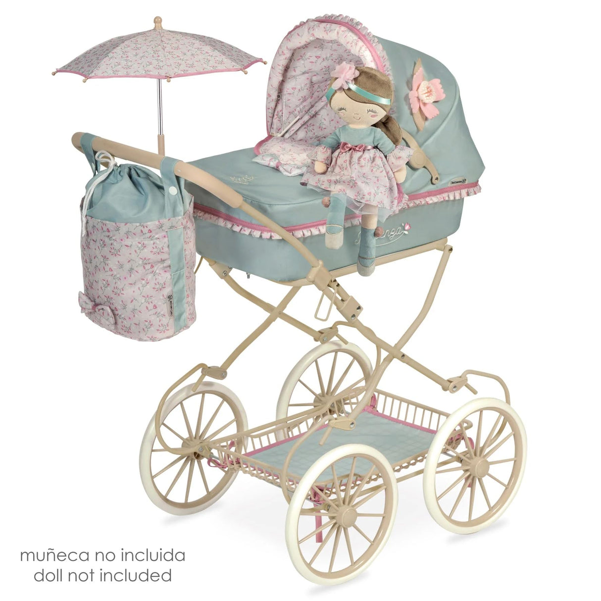 Coche Muñeca Plegable Con Sombrilla Provenza 46X68X81Cm. Bolso Convertible En Canastilla.