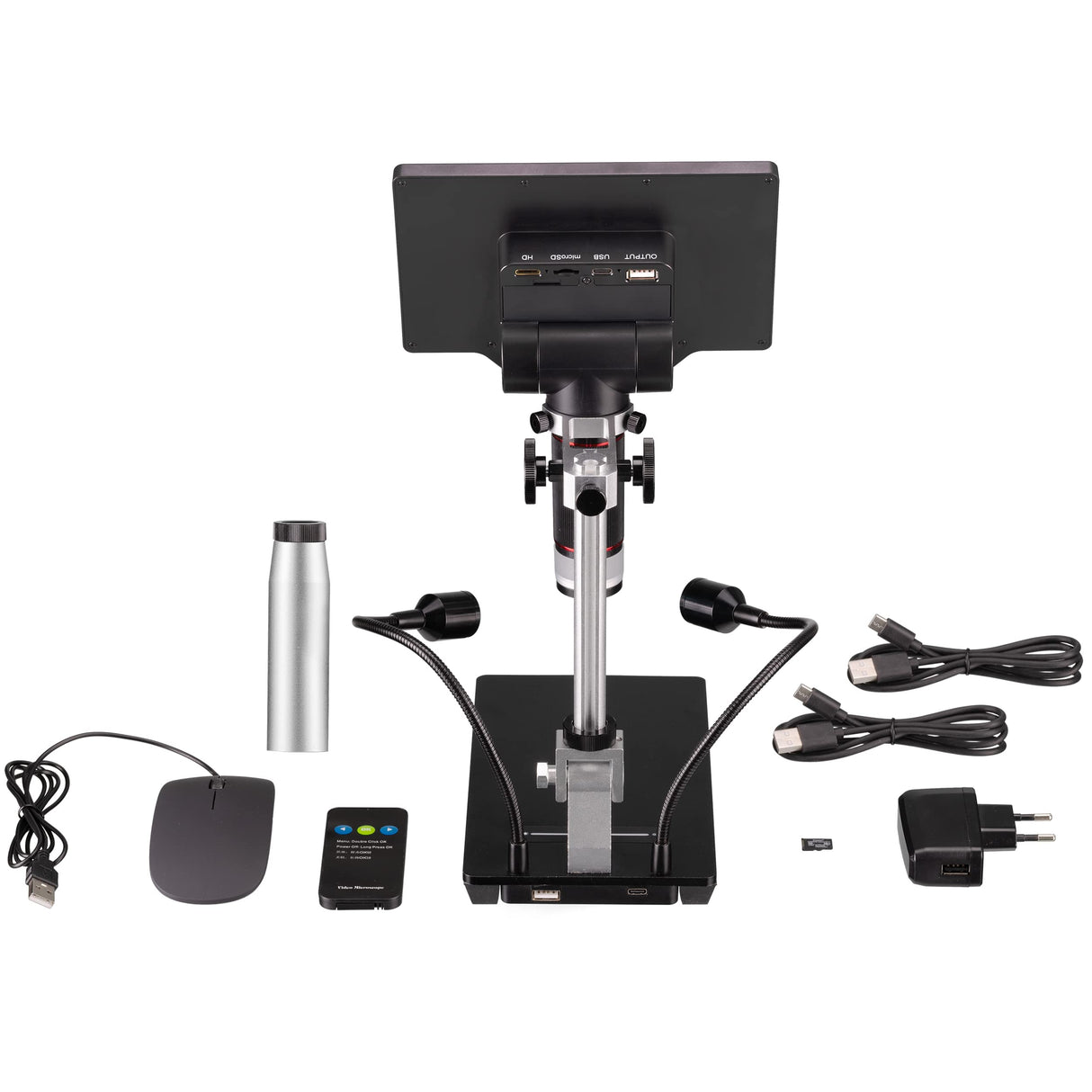 Bresser Microscopio Digital de 2L con luz Regulable, WiFi, Pantalla LCD a Color de 7 Pulgadas de Alta definición, función de grabación de vídeo y Fotos 1080P