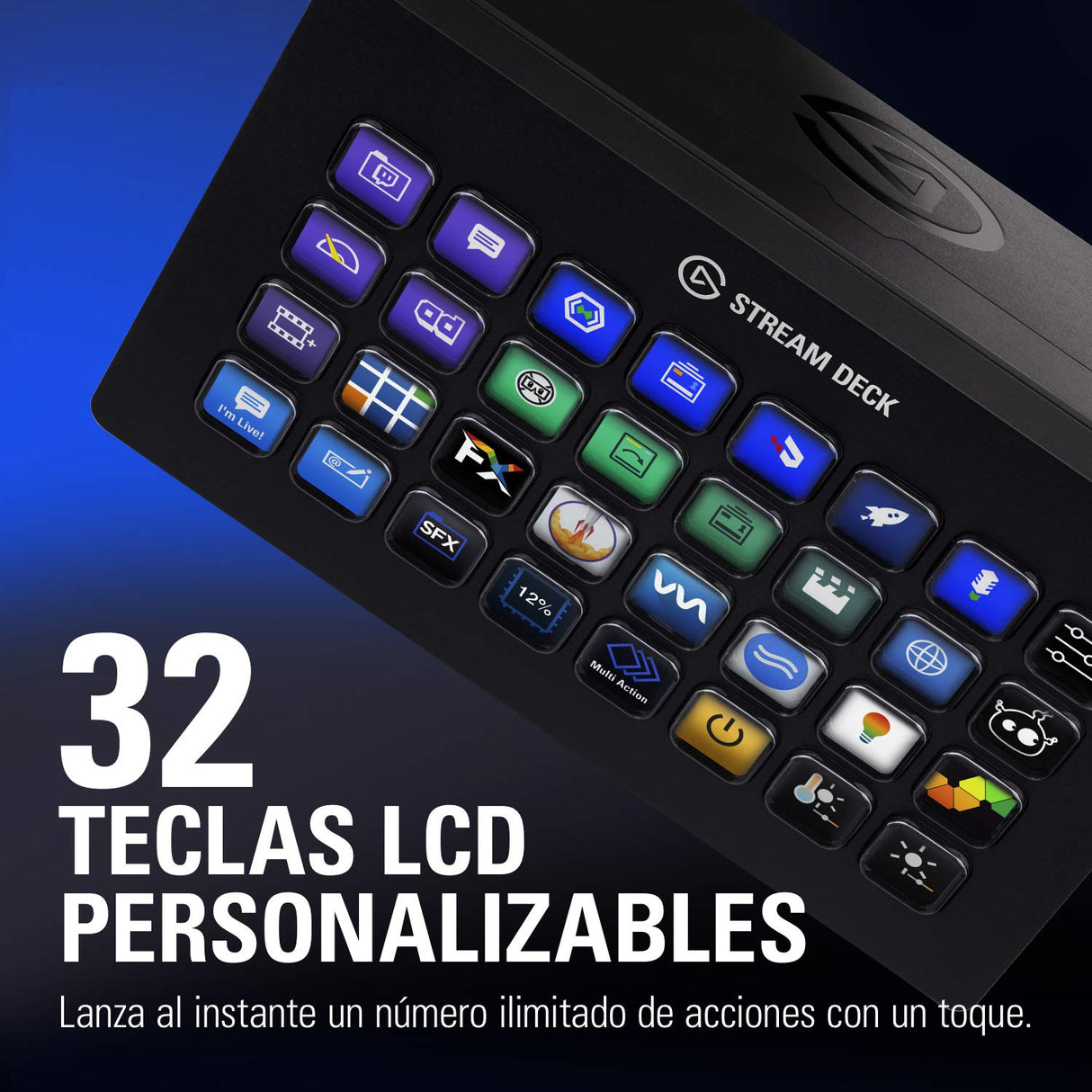 Elgato Stream Deck XL – Controlador avanzado de estudio, 32 teclas macro, activa acciones en apps y software como OBS, Twitch, YouTube y otros, funciona en Mac y PC