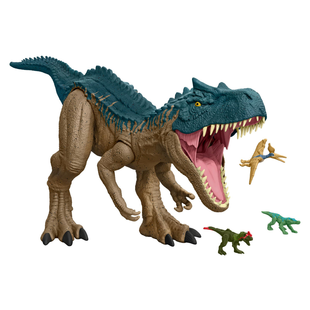 Mattel Jurassic World: Teoría del Dinocaos Netflix - Allosaurus Colosal, Figura de acción grande de dinosaurio de juguete que mide 97 cm de largo, serie Epic Evolution, regalo, +4 años, HRX53