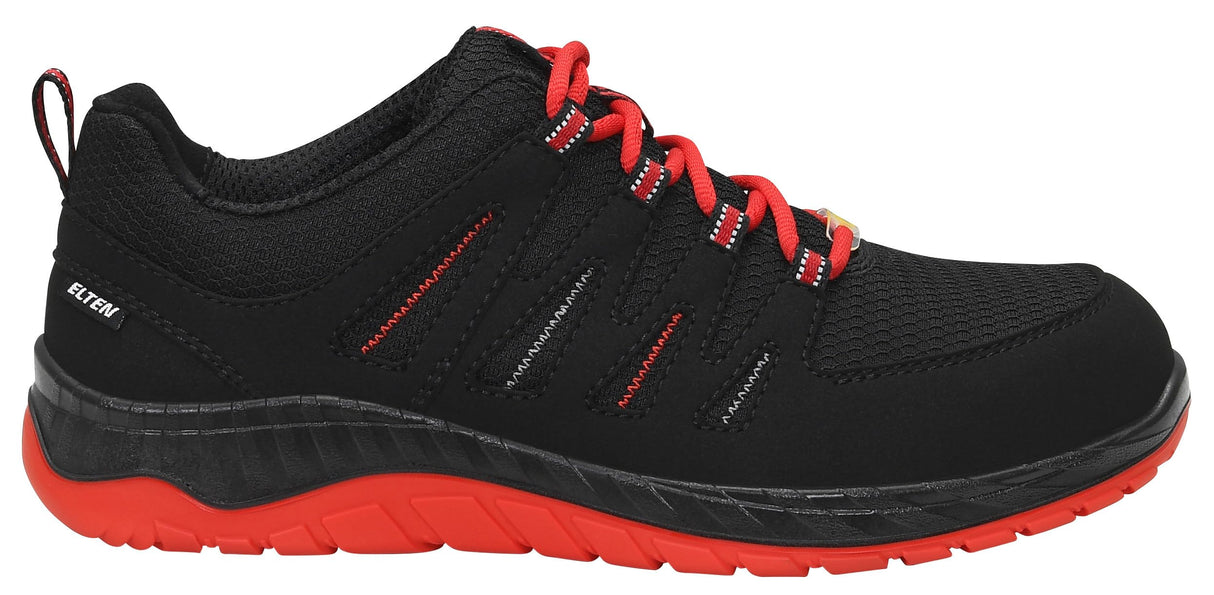 ELTEN Zapatos de seguridad MADDOX Black-Red Low S3, para hombre, deportivos, ligeros, color negro/rojo, puntera de acero