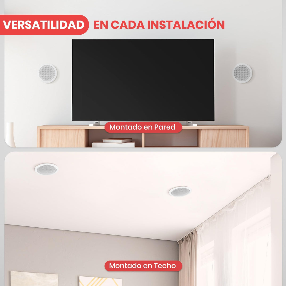 Pyle Altavoces Techo, Pared, 6.5”, 250W, Duales, Estereo, Agudos Ajustables, Rejilla Resistente