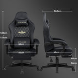 GTPLAYER Silla Gaming Sillón Gaming Tela Silla Gamer Ergonómica Oficina Silla PC, 150 kg, Silla de Mesa Regulable y giratoria con cojín de Asiento con muelles y reposapiés, Negro