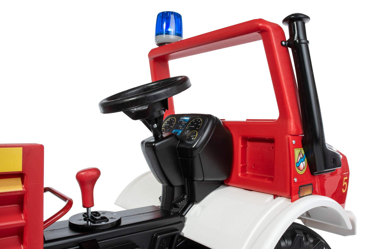Rolly Toys 038220 RollyUnimog Feuerwehr Edition 2020 (Kinderunimog, Pedfahrzeug) - Incluye RollyFlashlight, Asiento Ajustable, neumáticos silenciosos