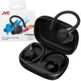 JVC Auriculares Inalámbricos Deportivos HA-EC75T, Ganchos Ajustables, 40h Batería, Cancelación de Ruido + Modo Ambiente, Resistencia IP57, Baja Latencia, Micrófono – Negro