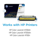 HP 643A Q5952A Amarillo, Cartucho Tóner Original, de 10.000 páginas, para impresoras HP Color LaserJet 4700, 4700dn, 4700dtn, 4700n, y 4700ph+
