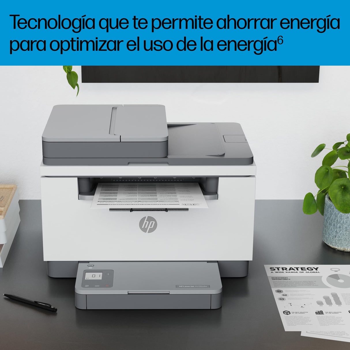 HP LaserJet M235sdw 8J9K7F, Impresora Láser A4 Multifunción Monocromo a doble cara automática, Escaner, Copiadora (29 ppm, Wi-Fi, Ethernet, Procesador 500MHz, Memoria 64MB, HP Smart App) Blanca y Gris