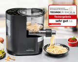 ROMMELSBACHER Máquina de pasta eléctrica PM 220 – hasta 800 g, báscula integrada, suministro de agua controlado, 6 programas totalmente automáticos, tornillo prensado de acero inoxidable, 7 moldes
