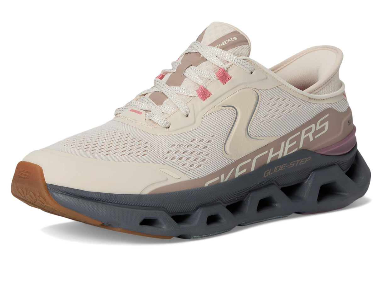 Skechers Glide-Step Altus, Zapatillas Mujer, Natural Synthetic/Mesh/Gray Trim, 41 EU