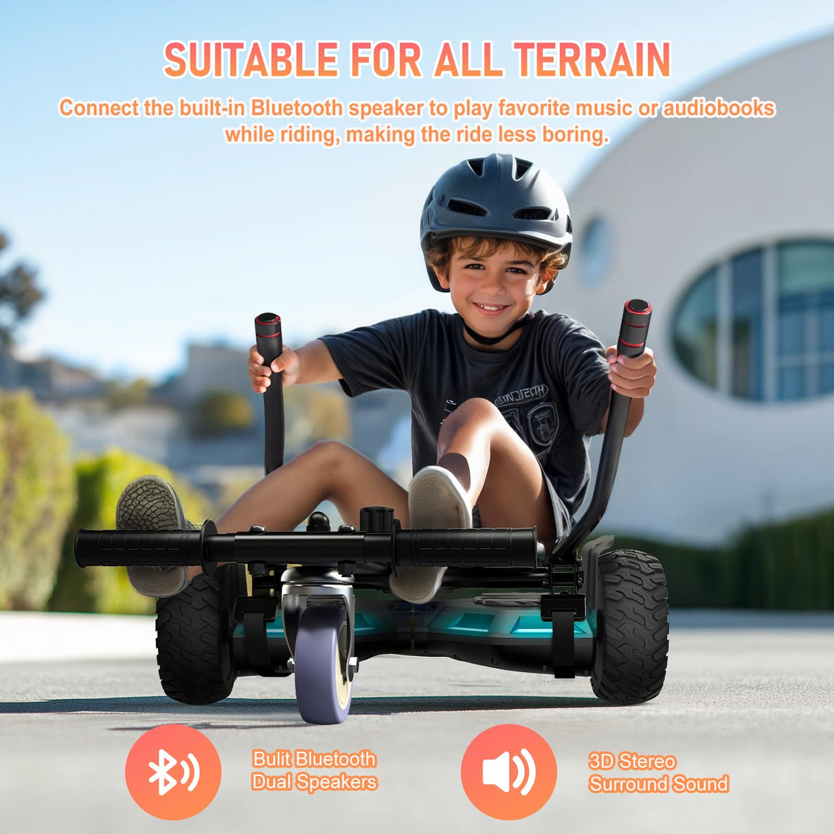 Scooter Con Asiento, 8.5" Hoverboard Go Kart Combo Con Luces LED De Colores Y Bluetooth, Para Niños Niños Niñas Adultos Todas Las Edades