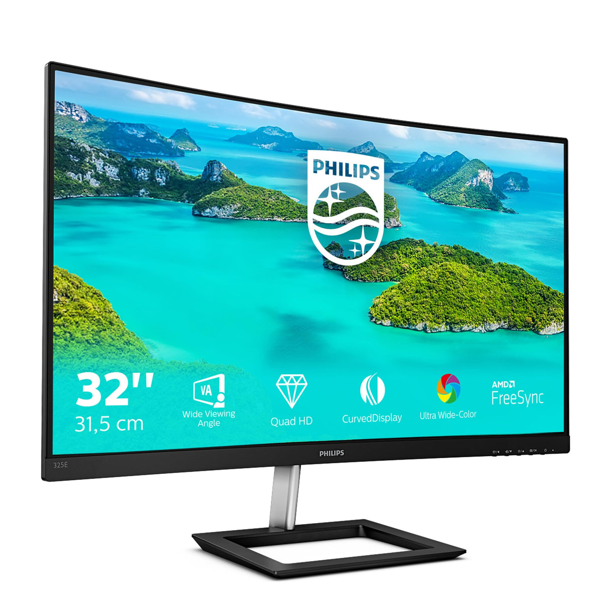 Philips 325E1C Monitor 32 Pulgadas QHD Curvo, 75Hz, VA, 4 ms GtG, Adaptive Sync., FreeSync (2560x1440, 1x HDMI 1.4, 1x DP 1.2), Negro
