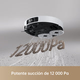 dreame X40 Ultra Complete Robot Aspirador y Fregasuelos, 12.000 Pa Succión, con Mopa Extraíble y Elevable, 70℃ Fregona Autolimpiable, Cepillo Lateral Extensible y Elevable, Detección Suciedad