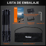 Rollei Tripode Camara Portátil Negro, 145cm Compact Traveler No.1 Carbon Trípode de Viaje Ligero con Soporte para Teléfono y Rótula de Bola 8kg Carga para Movil y Camara, Trípode-Cámara-Viaje-Tripod