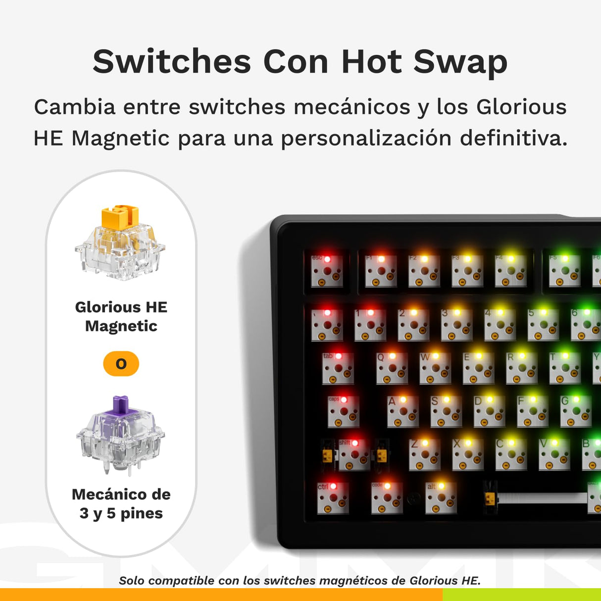 Glorious Gaming GMMK 3 Pro HE: Teclado de Respuesta rápida, Hall Effect, Carcasa de Aluminio, sondeo 8K, switches magnéticos y Hot Swap MX, Juntas modulares, TKL 75%, QWERTZ alemán - Negro