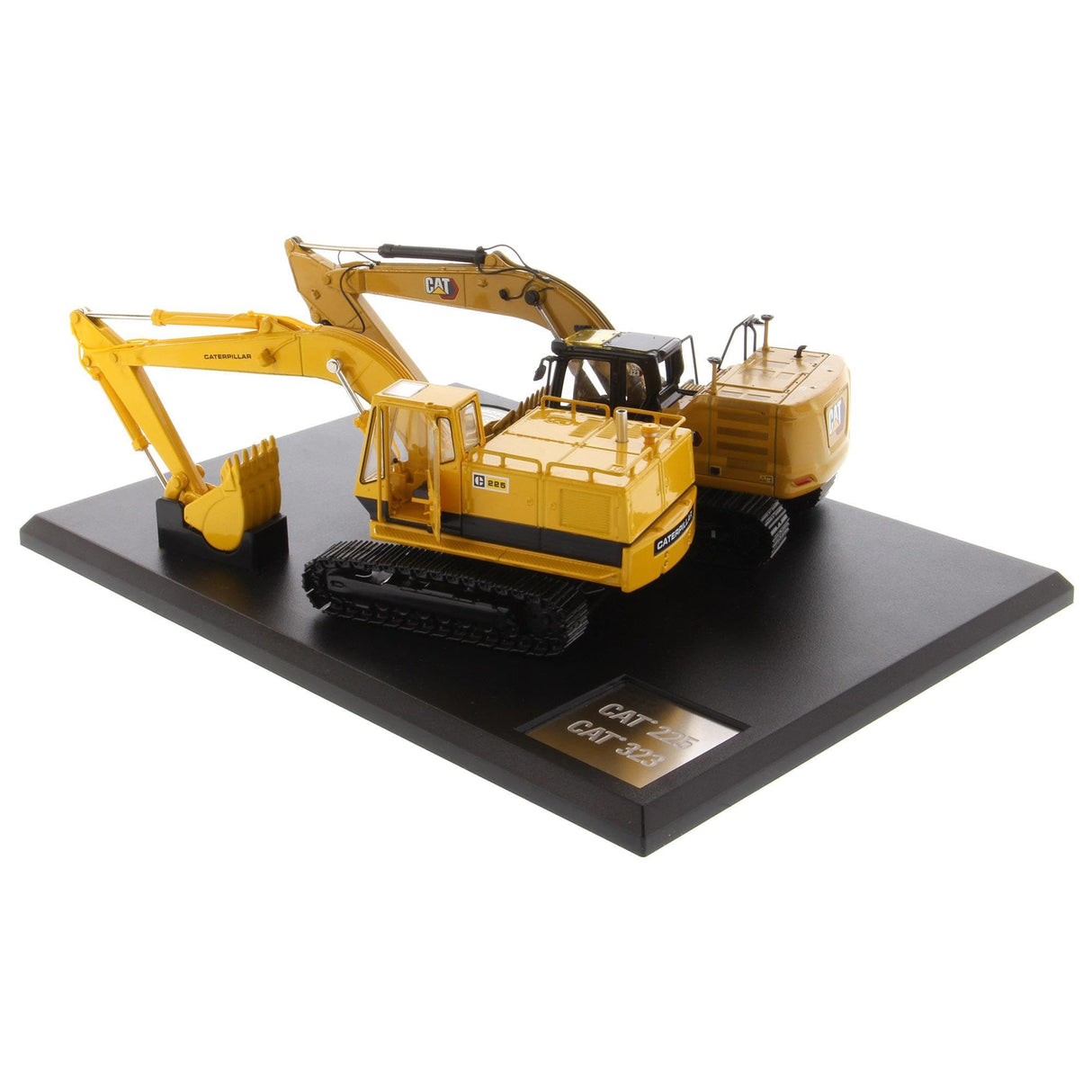 Caterpillar Diecast Masters 85715-Excavadora Evolution Set con Libro 225 y Cat 323, Escala, Aprox. 6,3 x 8,0 x 16,3 cm, a Partir de 14 años, Yellow, Scale 1:50