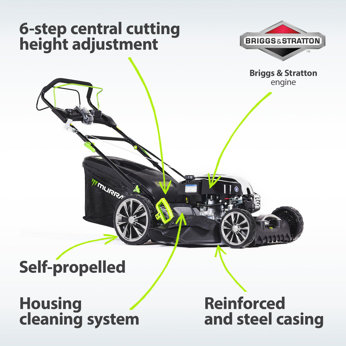 Murray EQ2-300 Cortacésped manual 2 en 1 de 16 pulgadas/41 cm a Gasolina, con Motor 300E Briggs & Stratton