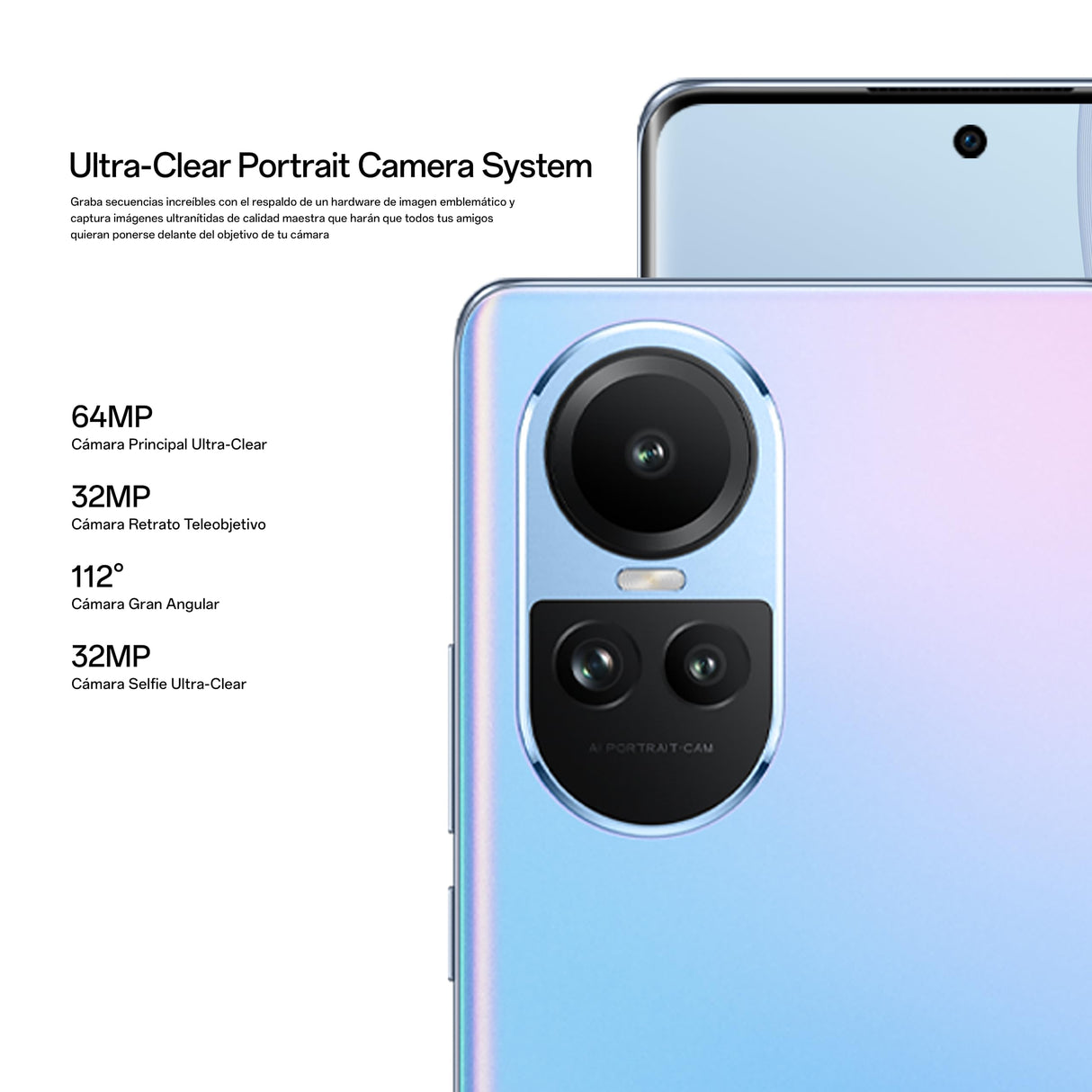 OPPO Reno10 5G - Smartphone Libre, 8GB+256GB, Pantalla AMOLED 6.7", Cámara 64+8+32 MP, Android, Batería 5000mAh, Carga Rápida 67W - Azul