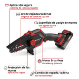 Motosierra para ramas con batería GE-PS 18/15 Li Bag Kit Power X-Change de Einhell (18 V, Brushless, longitud de corte 12,5 cm, incl. batería 2,5 Ah, cargador, cadena de repuesto, bolsa Einhell 45/29)
