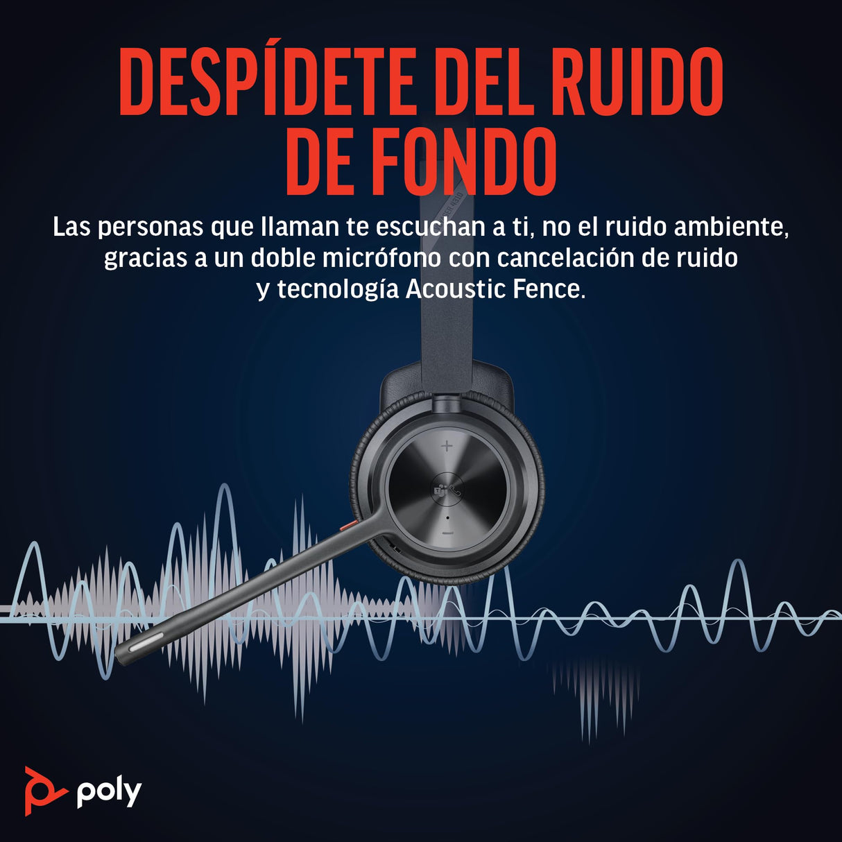 Auricular inalámbrico y soporte de carga Poly Voyager 4310 UC - Auricular Bluetooth monoaural con micrófono de brazo con cancelación de ruido - Conéctalo a PC/dispositivo móvil - Teams (certificado)