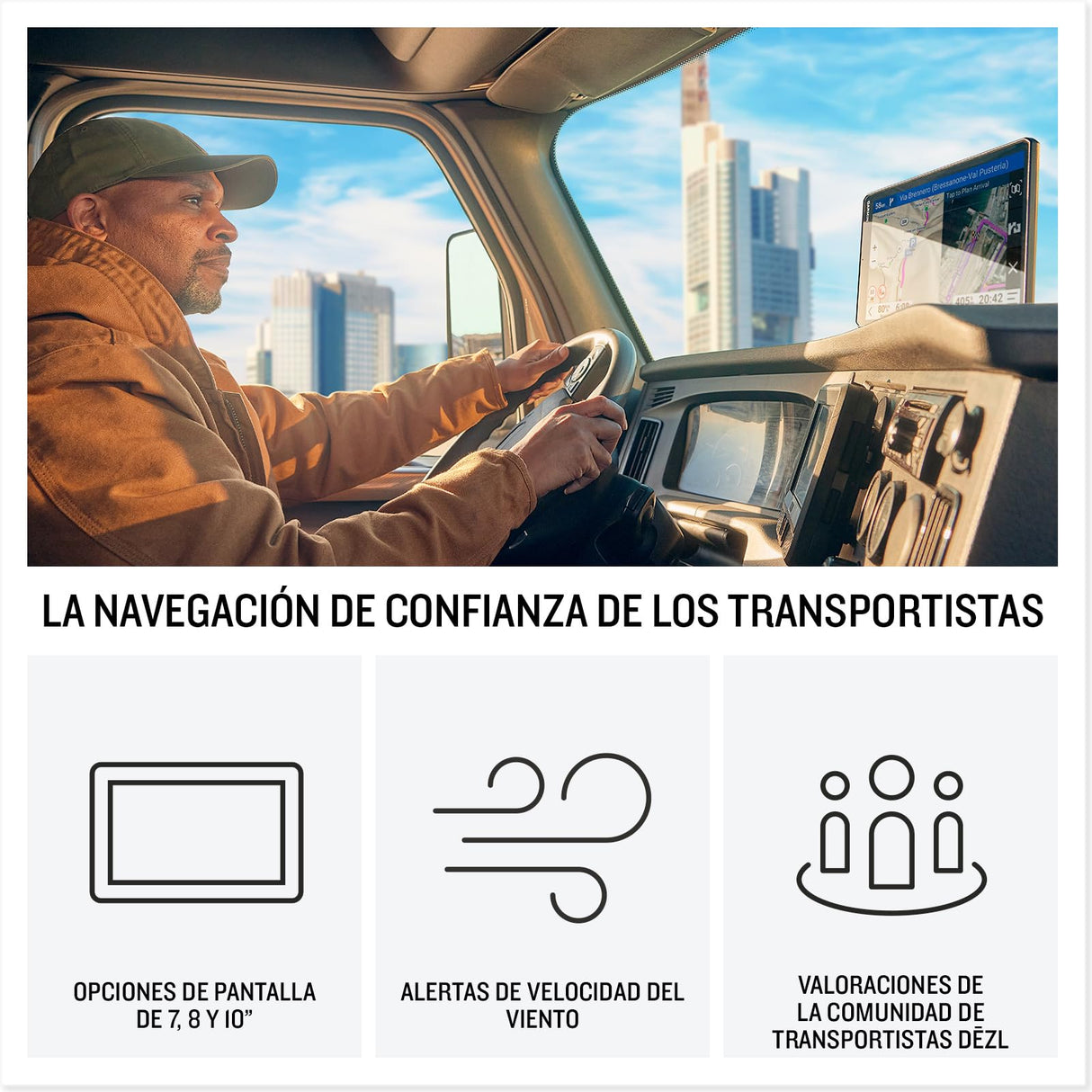 Garmin dēzl LGV720, GPS para camión con Pantalla Brillante de 7'', Información de tráfico en Tiempo Real, Voz y Asistencia al Conductor, Rutas Personalizadas, Mapas de EU, Alertas meteorológicas