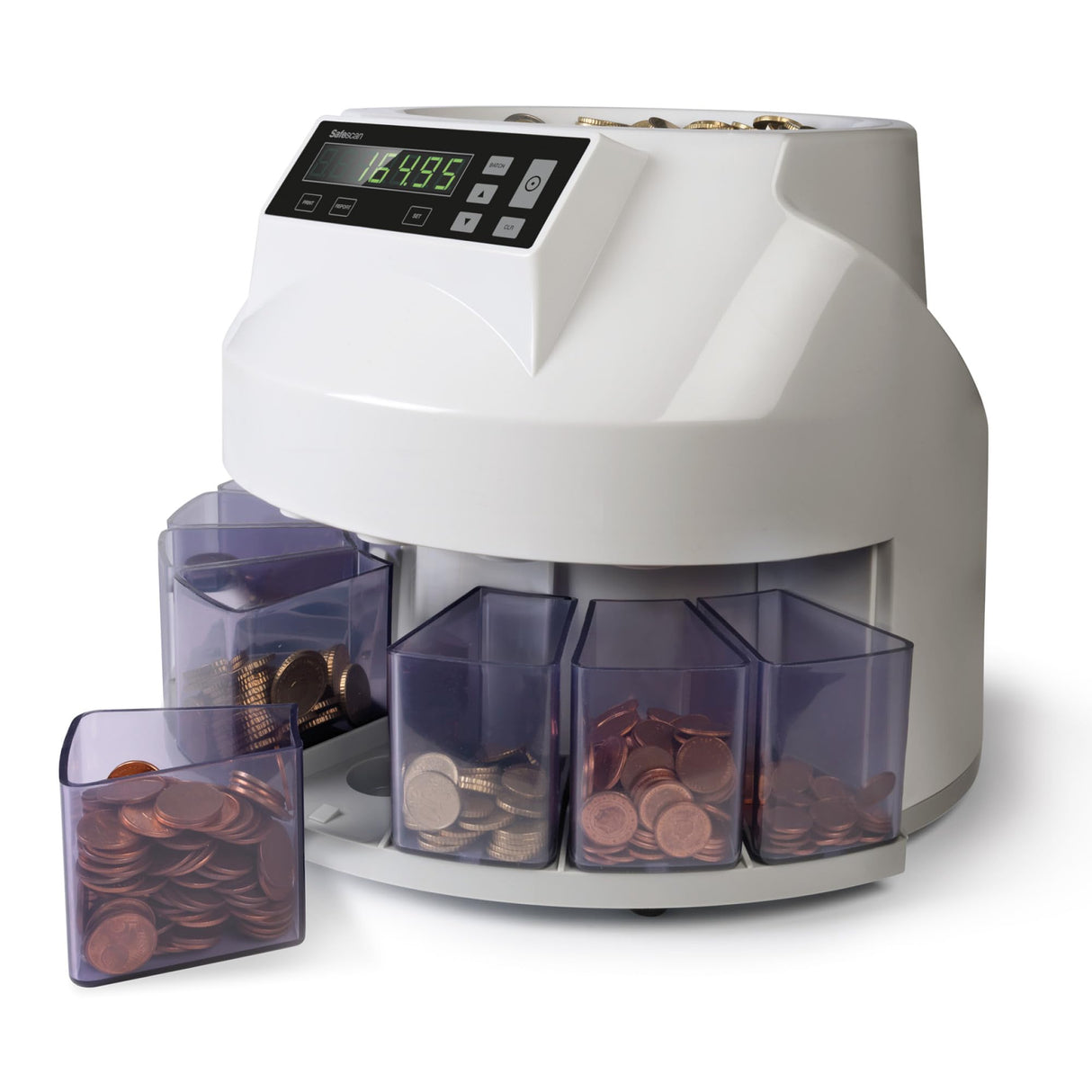 Safescan 1250 EUR Contadora de monedas cuenta valor y clasifica monedas mezcladas de euro - Clasificadora de monedas separando por denominación - Máquina contadora que cuenta monedas de forma continua