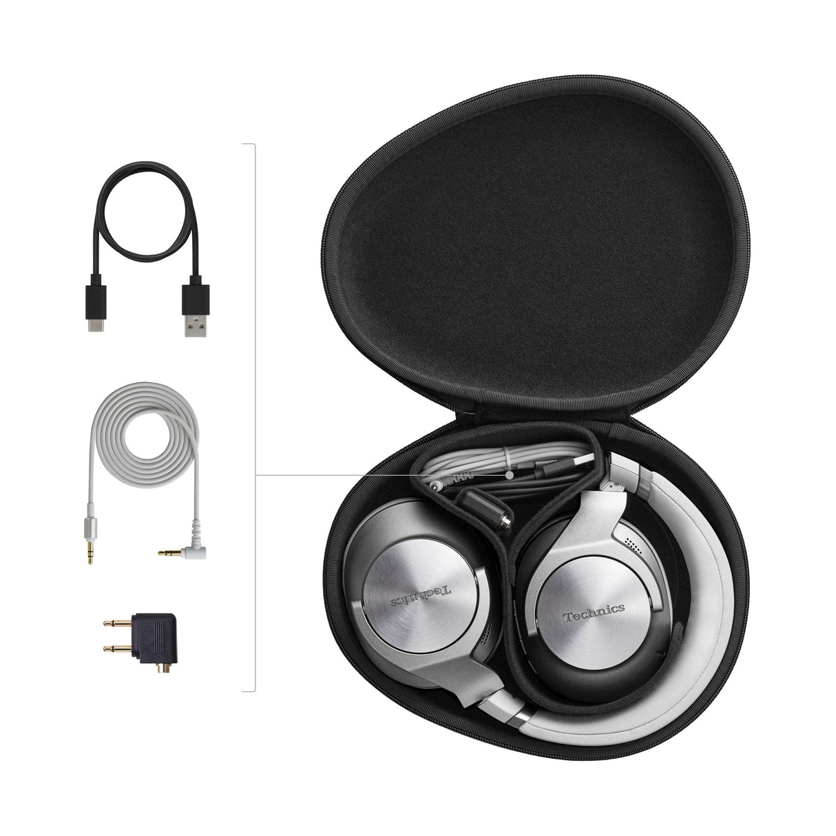 Technics EAH-A800E-S Auriculares Inalámbricos Bluetooth Over Ear, con Cancelación de Ruido y Micrófono, Hasta 50 Horas de Reproducción, Plata