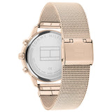 Tommy Hilfiger Reloj Analógico de Cuarzo Multifunción para Mujer con Correa de Malla de Acero Inoxidable de Oro Rosa - 1782303