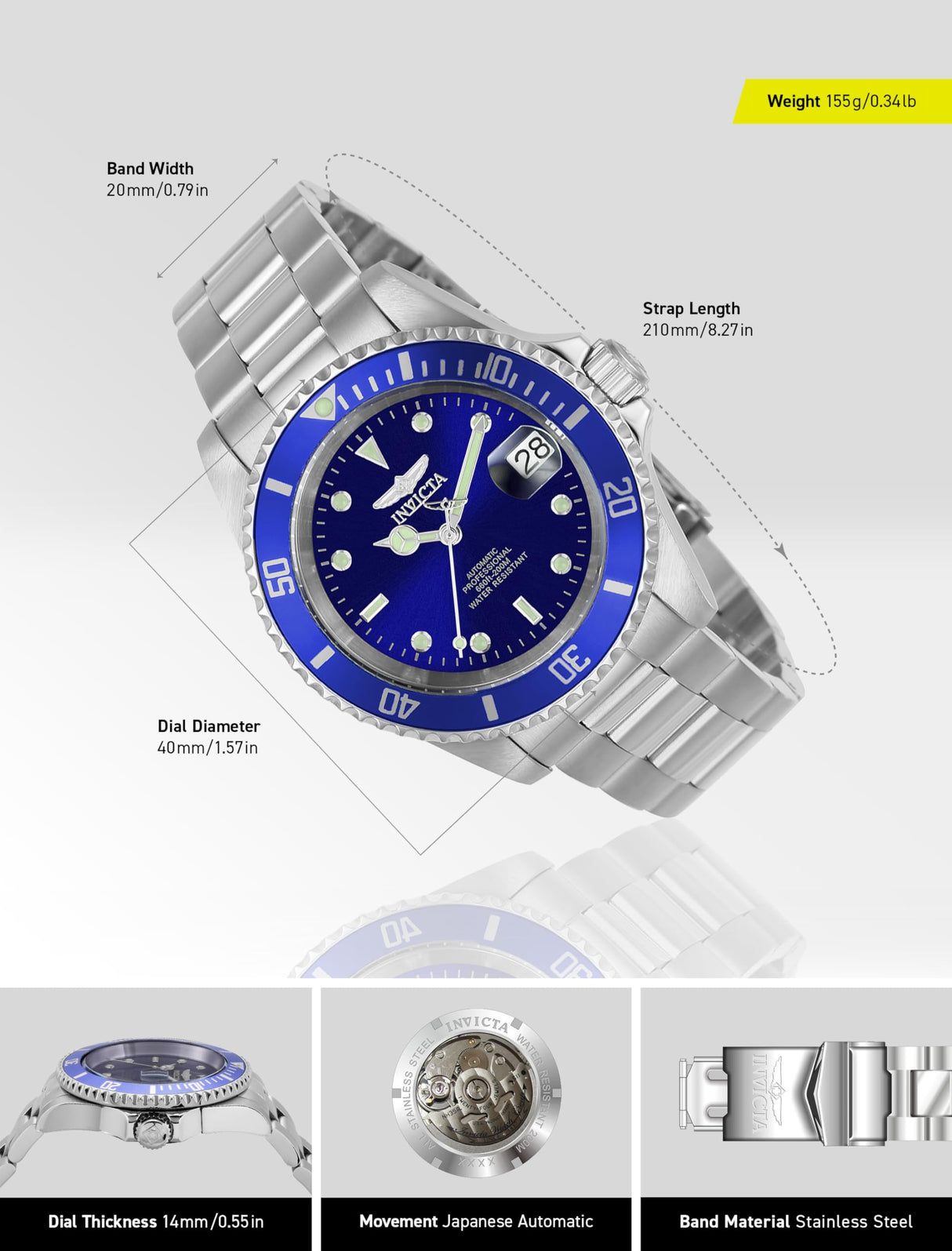 Invicta Pro Diver Reloj Automático para Hombre de acero inoxidable - 40mm