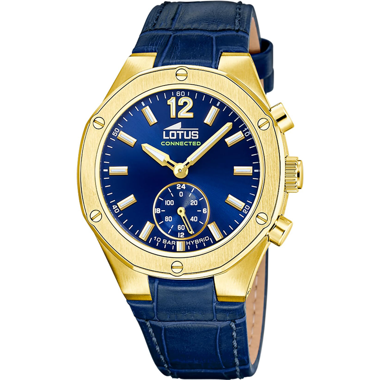 Lotus Reloj Mujer 18973/2 Connected Caja de Acero Inoxidable 316l Dorado Correa de Piel Azul