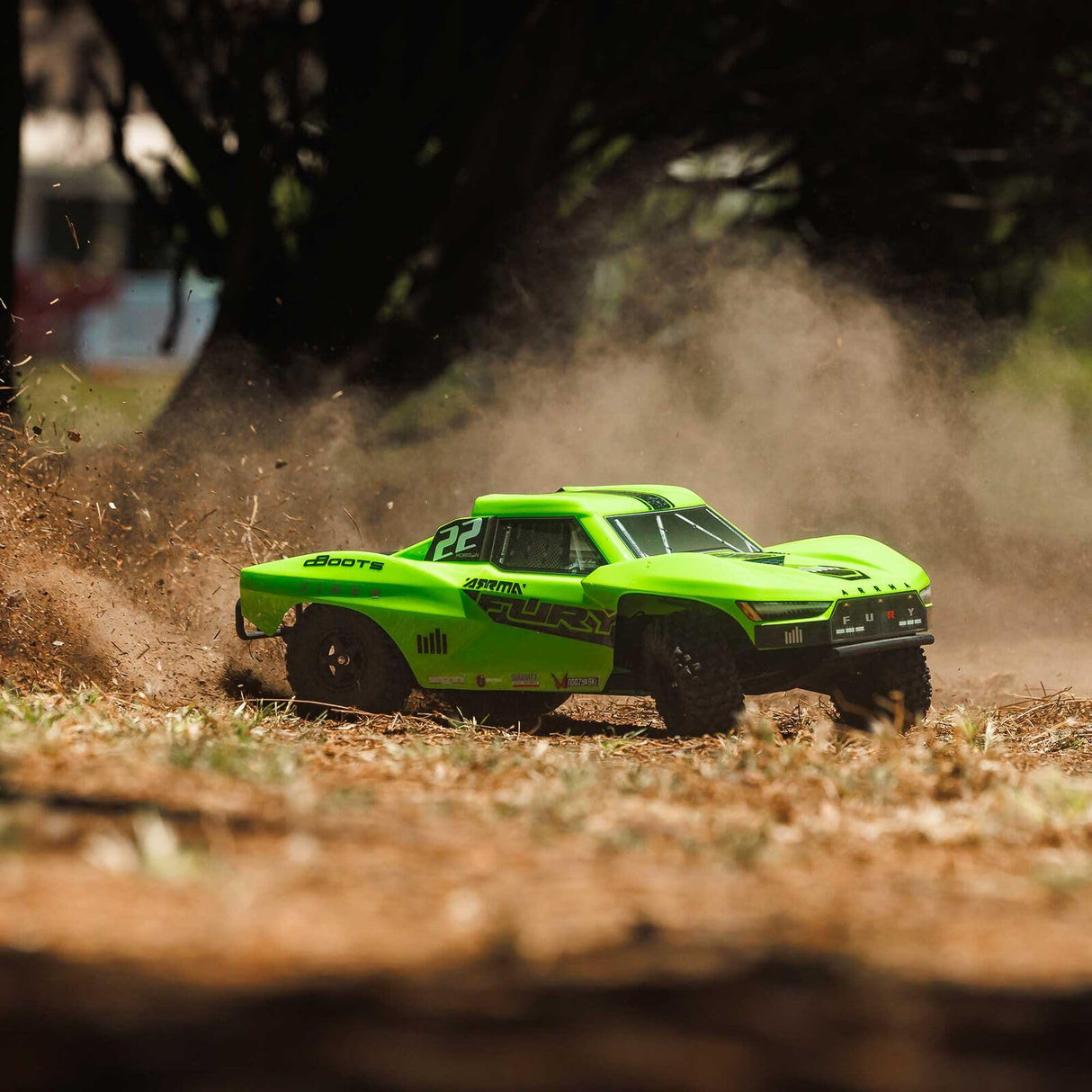 ARRMA Fury Mega 550 2WD Coche teledirigido 1/10 Short Course Truck, más de 30 km/h, actualizable, Incluye Accesorios, Verde ARA3221T1