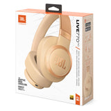 JBL Auriculares inalámbricos circumaurales Live 770 NC, con tecnología Bluetooth y cancelación adaptativa de ruido, hasta 65 horas de reproducción, beige