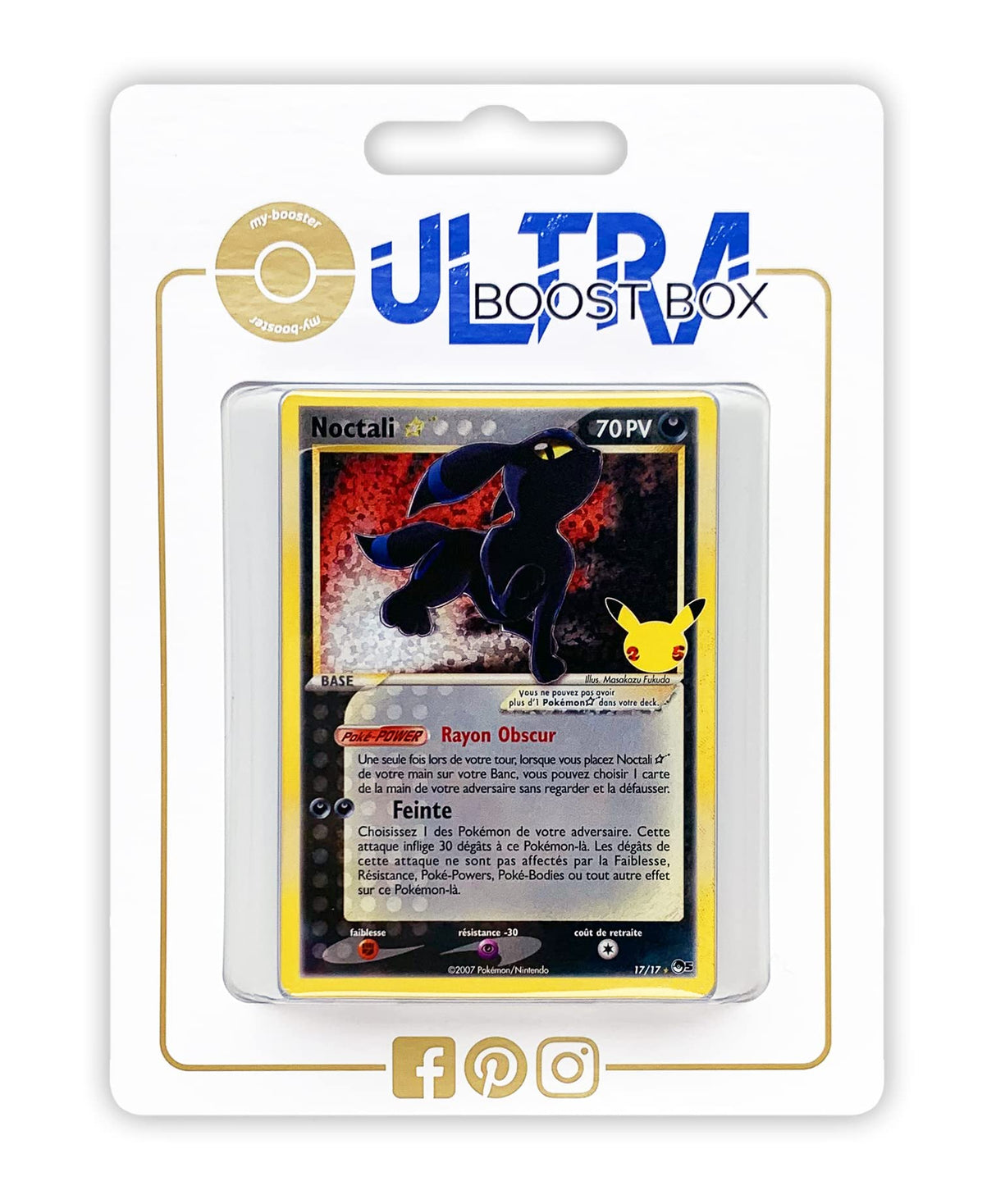 Noctali ☆ (Umbreon ☆) 17/17 Colección Clásica Holo - Ultraboost X Epée et Bouclier - Célébrations - 25 ANS - Box de 10 Cartas Pokémon Francés