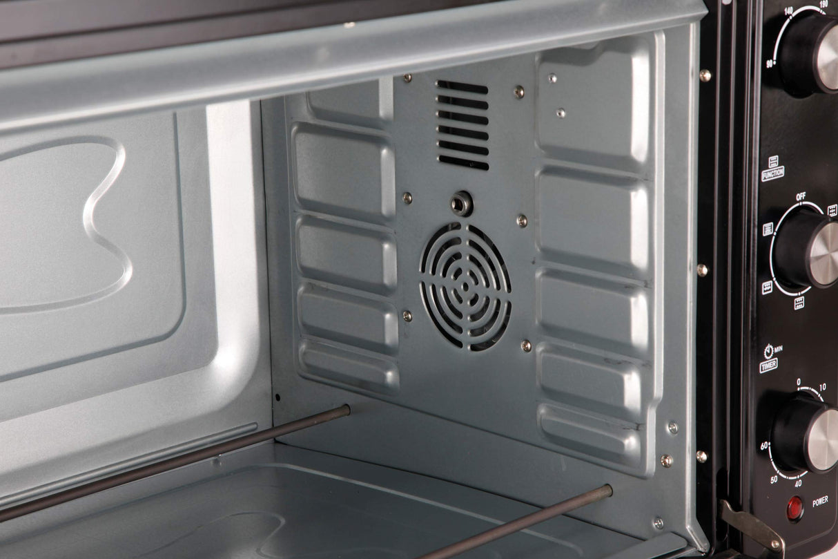 Jata HN966 Horno Eléctrico de Sobremesa, 2200 W, Capacidad 66 litros, Función Grill Rotisserie Convencción, Temporizador, Termostato Regulable, Incluye Parrilla, Medidas Externas 64 x 40 x 40 cm