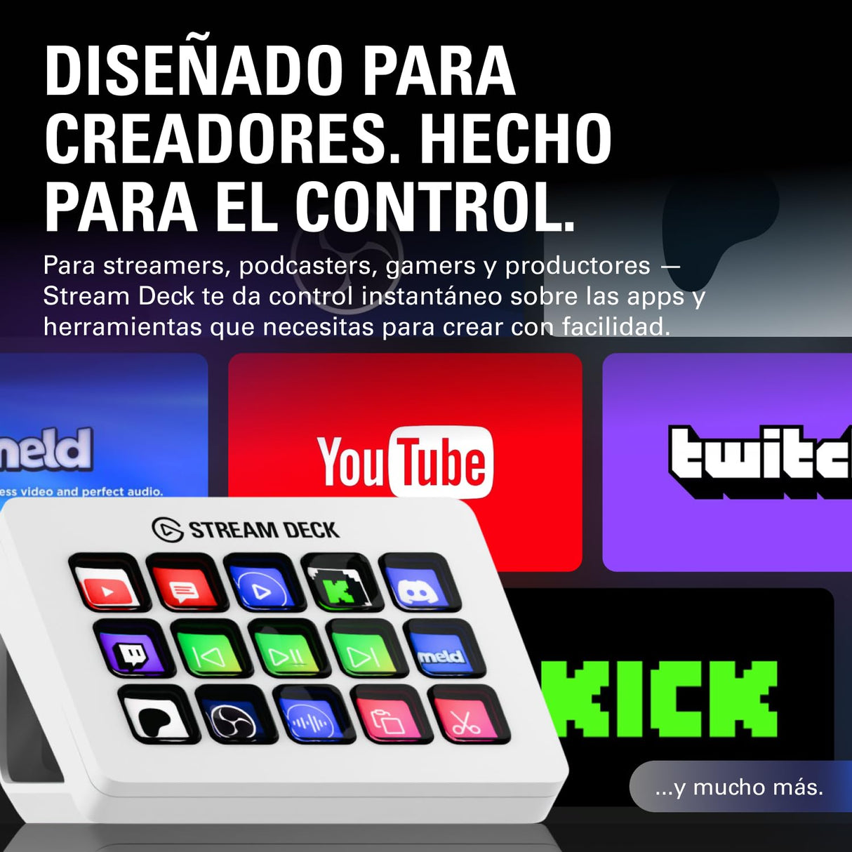 Elgato Stream Deck MK.2 – Controlador de estudio USB, 15 teclas macro, activa acciones en apps y software como OBS, Twitch, YouTube y otros, funciona en Mac y PC