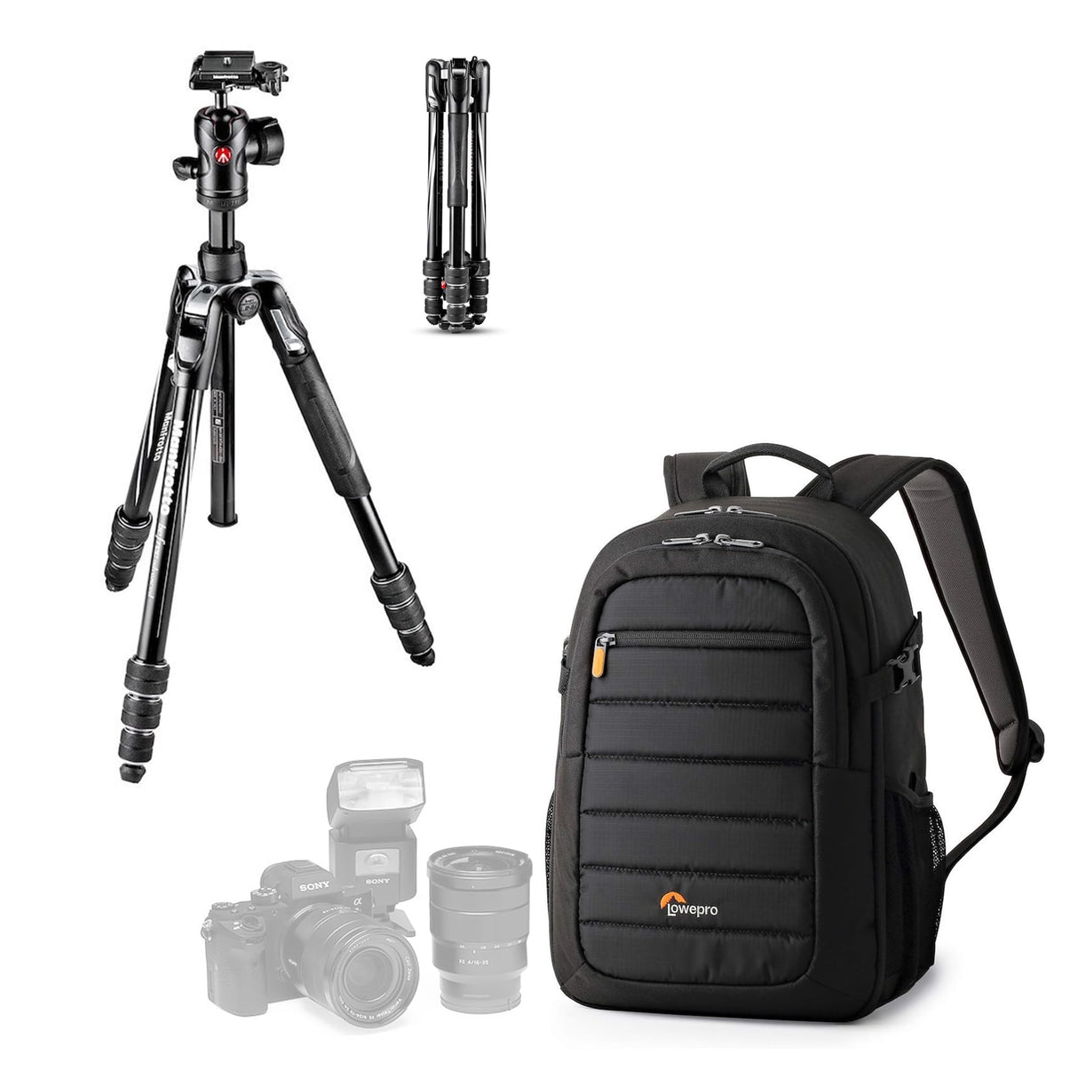 Manfrotto Travel Kit: Tripod + Backpack, Trípode de viaje de aluminio,