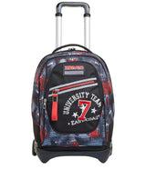 Seven Mochila con Ruedas TROLLEY NEW TECH WORLD, Negro - Mochila 3 en 1, Mochila Escolar con Carro - Bolso Escolar Niños, Niñas, Adolescentes - Bolsillo Frontal con Cremallera