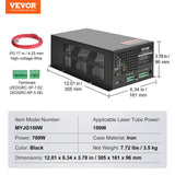 VEVOR Fuente de Alimentación Láser de CO2 para Tubo Láser de 150 W, Protección de Corriente Constante y Circuito Abierto, Disipación Rápida del Calor, Compatible con Grabadores y Cortadores Láser